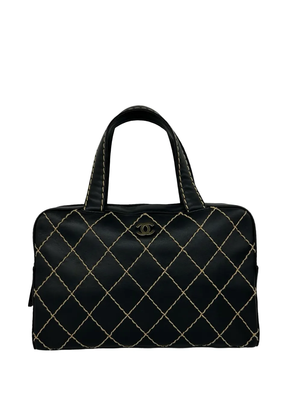 CHANEL Pre-Owned 2000-2002 CC Wild Stitch Handtasche aus Lammleder - Schwarz