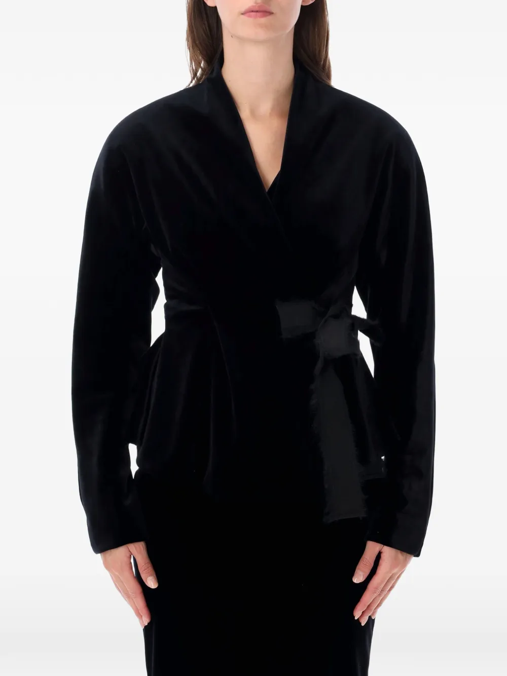 Alberta Ferretti peplum wrap jacket Zwart
