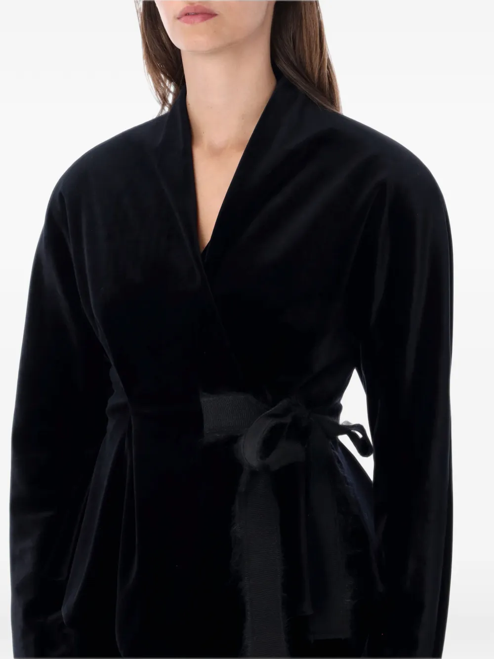 Alberta Ferretti peplum wrap jacket Zwart