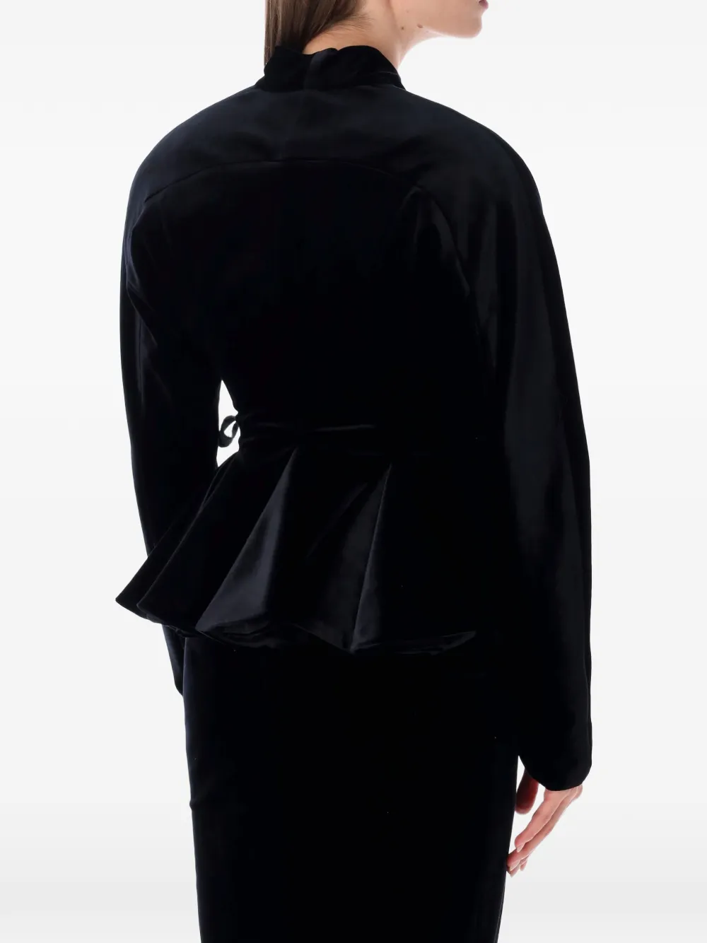 Alberta Ferretti peplum wrap jacket Zwart