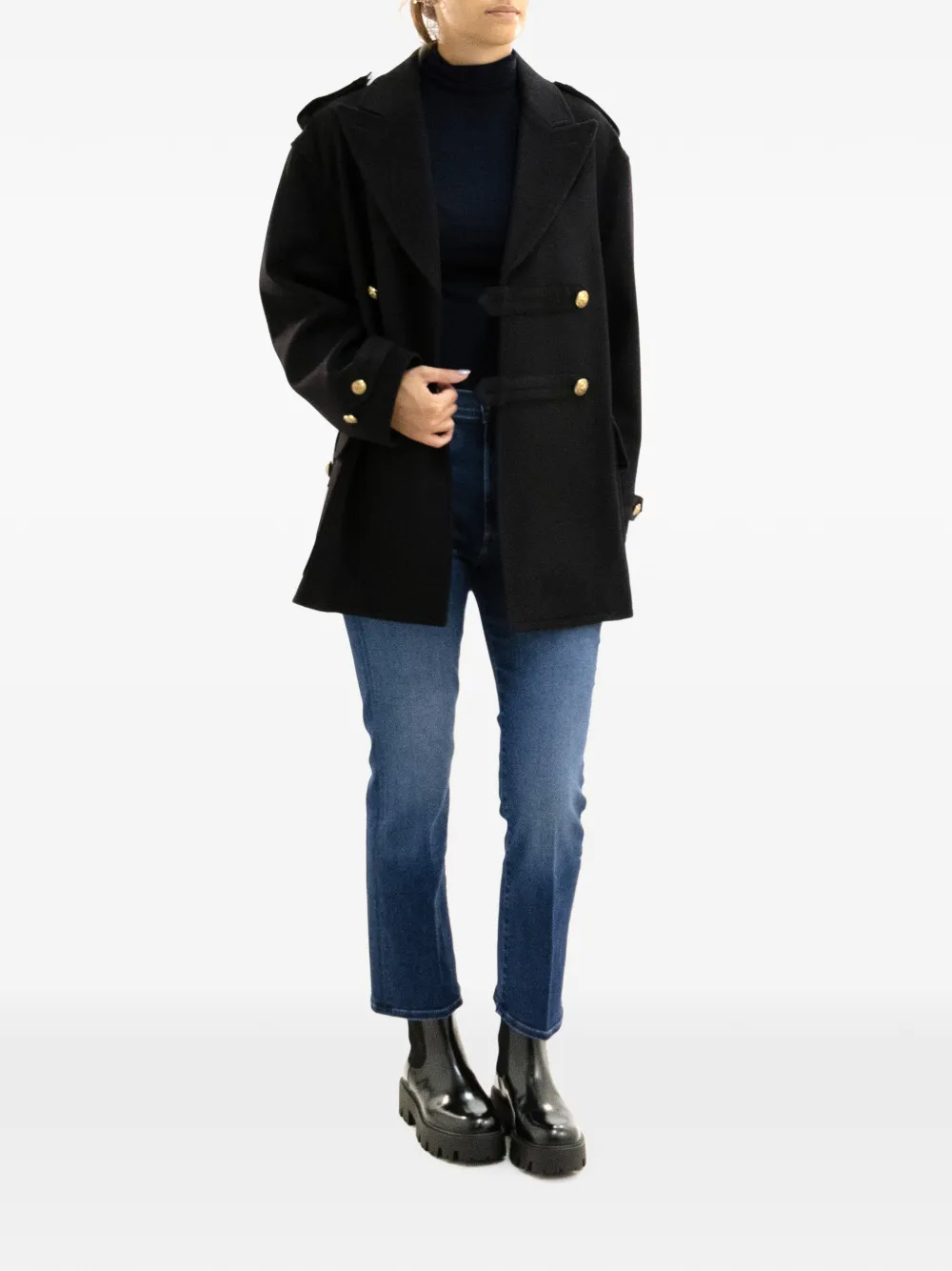 Polo Ralph Lauren Jack met dubbele rij knopen en militaire stijl Zwart