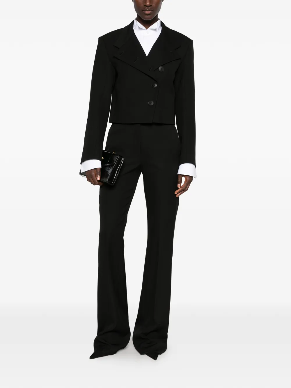 Seafarer Liv cropped blazer met dubbele rij knopen Zwart