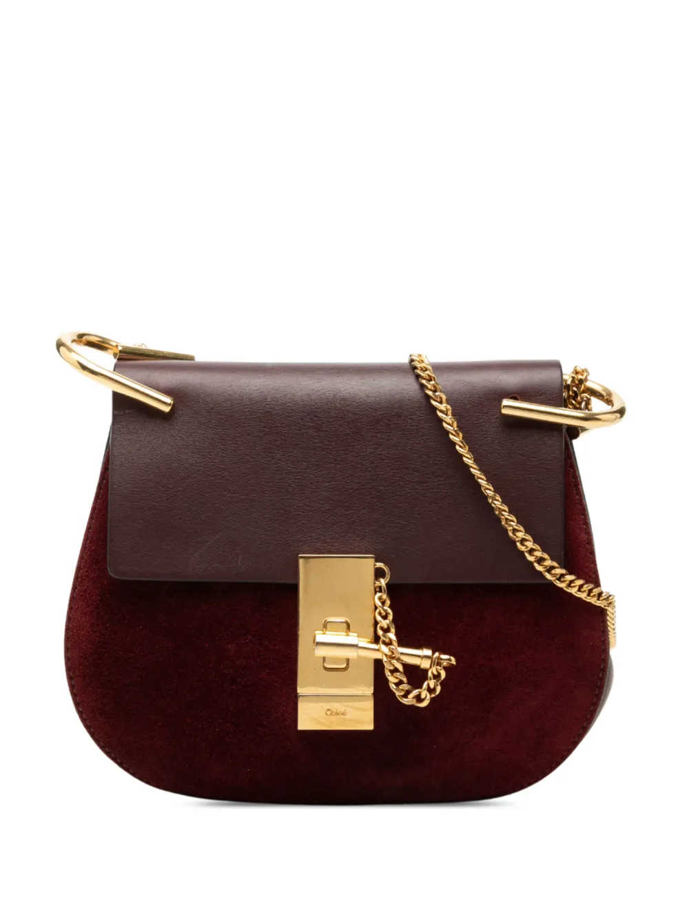 Chloé Pre-Owned 2014-2020 Mini Bicolor Suede and Calfskin Drew crossbody bag - Red