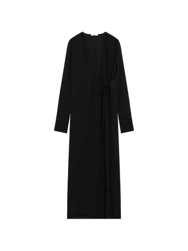 Fendi Jacquard-logo Wrap Maxi Dress in Black