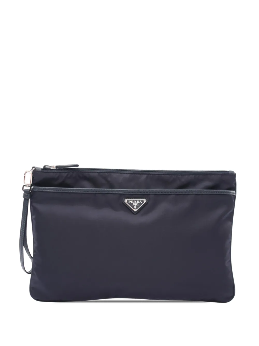 Prada Pre-Owned 2013-2026 Saffiano Trimmed Tessuto clutch bag - Blu