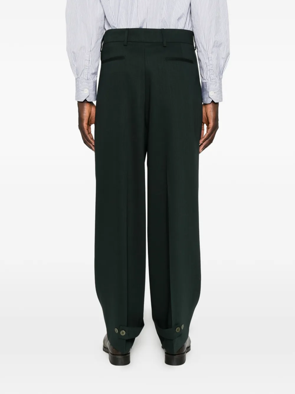 Costumein Plooibroek met knoopmanchetten Groen