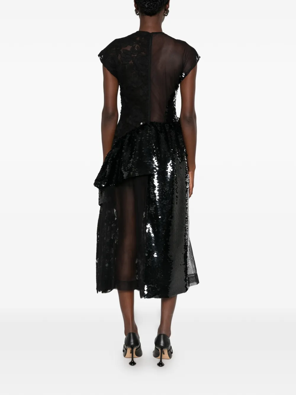 Simone Rocha cap-sleeve midi dress Zwart