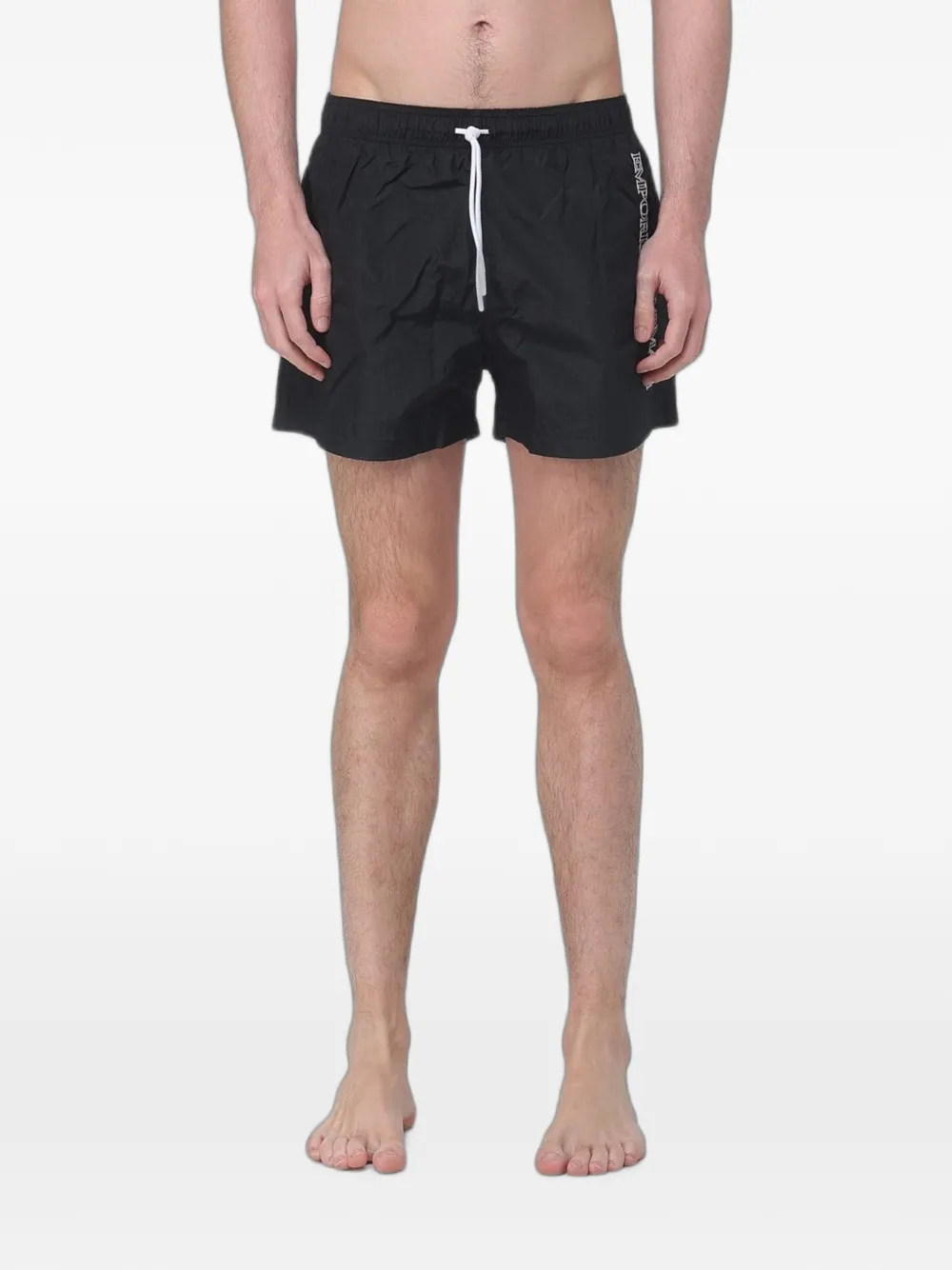 Emporio Armani short de bain à lien de resserrage et logo imprimé - Noir