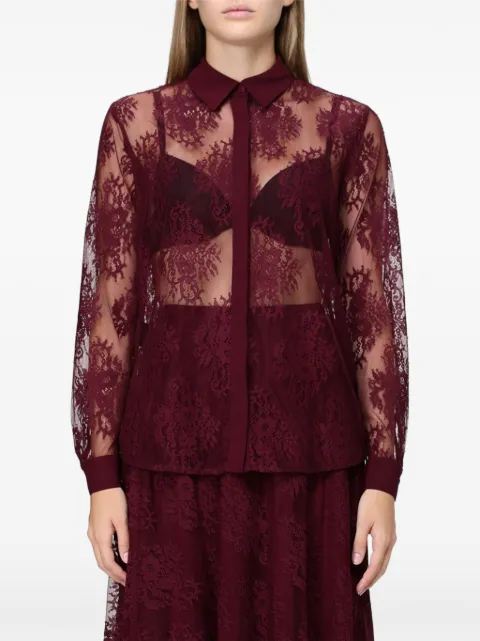 Hanita lace-overlay shirt