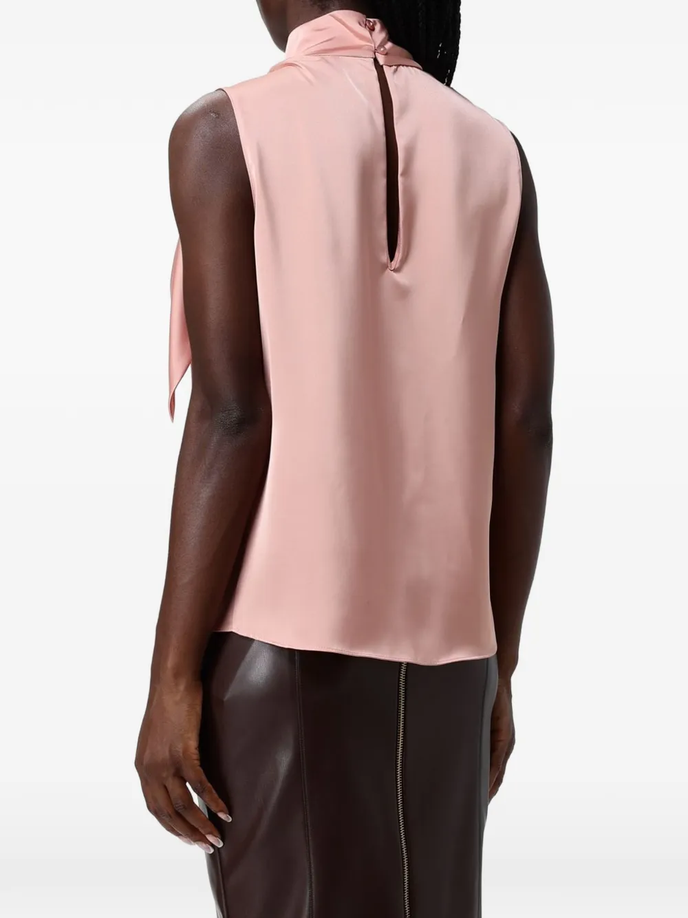Hanita Mouwloze blouse met strikdetail Roze