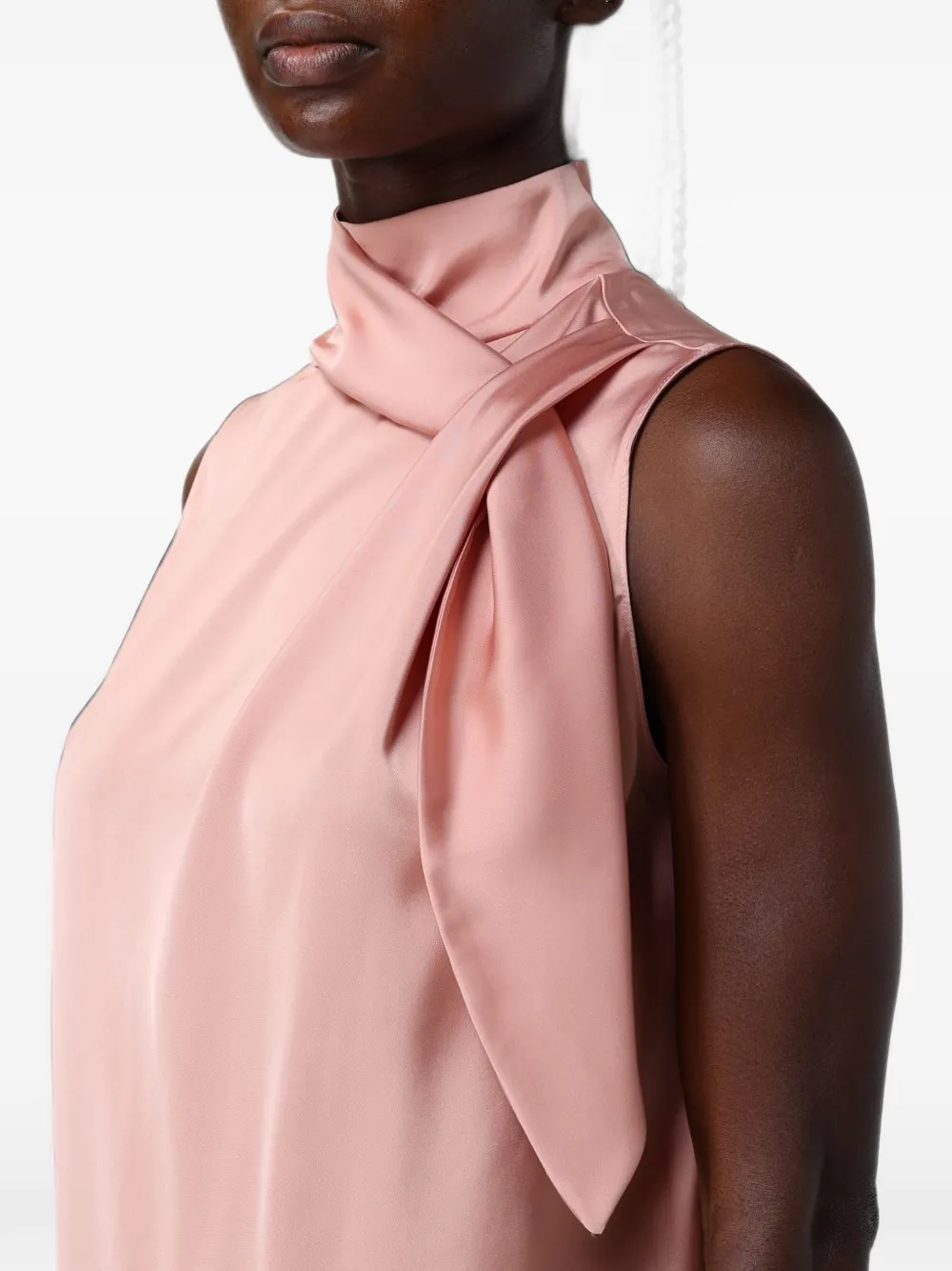 Hanita Mouwloze blouse met strikdetail Roze