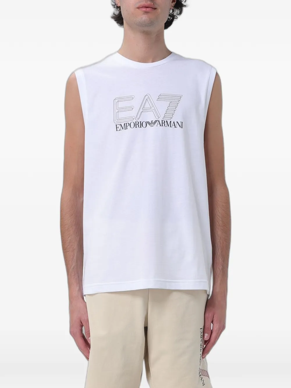 Ea7 Visibility Logo-print Cotton Tank In White