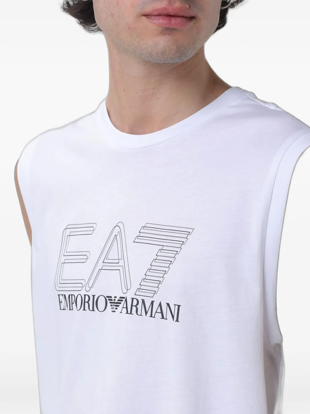 Ea7 Emporio Armani Visibility katoenen tanktop met logo-print Wit
