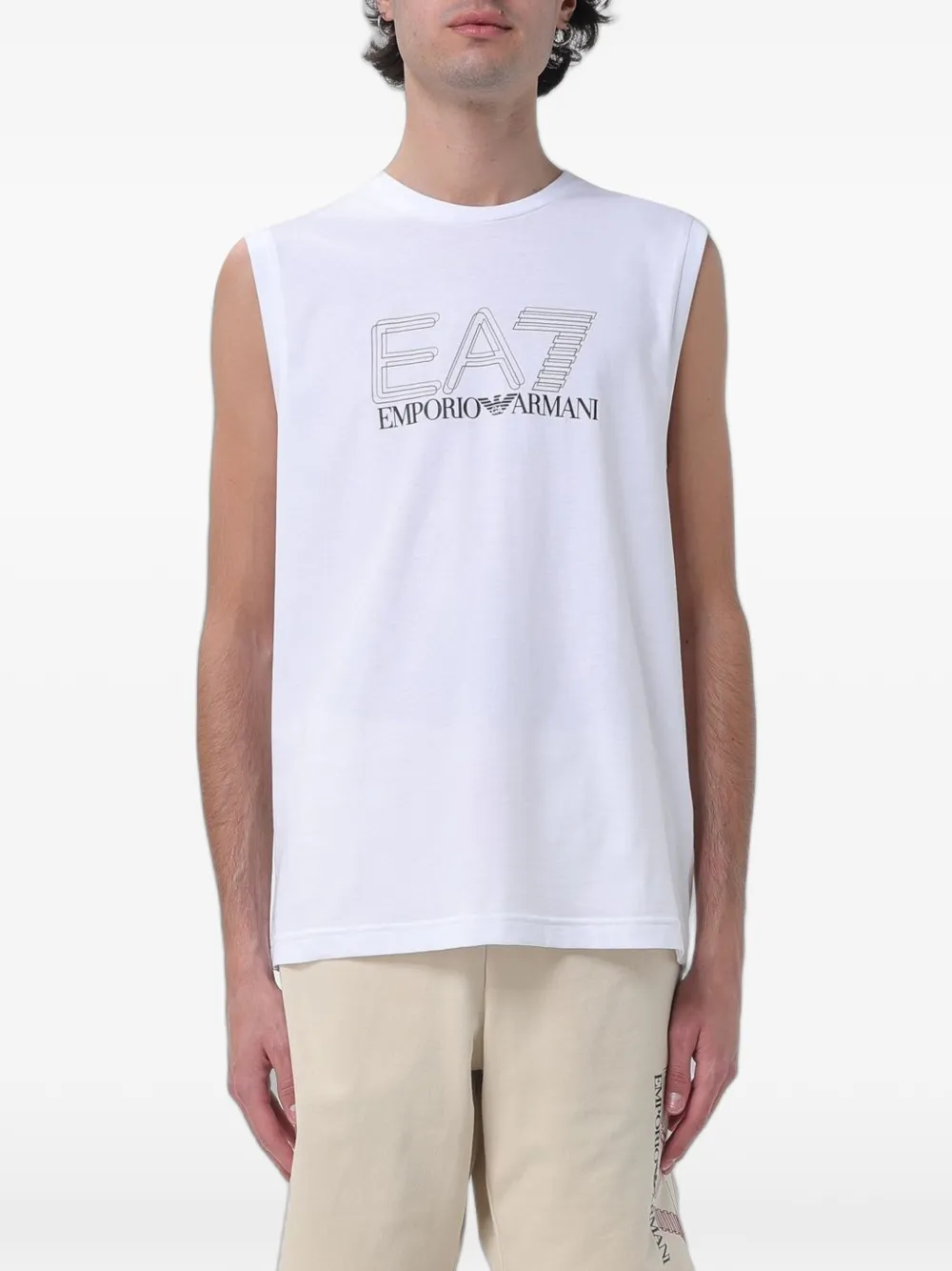 Ea7 Emporio Armani Visibility logo-print cotton tank - Bianco