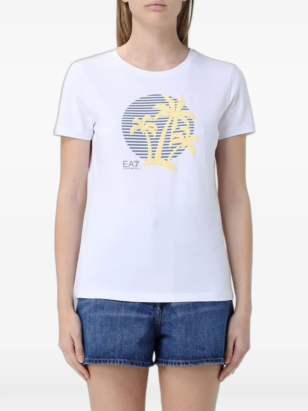 Ea7 Emporio Armani palm tree-print T-shirt