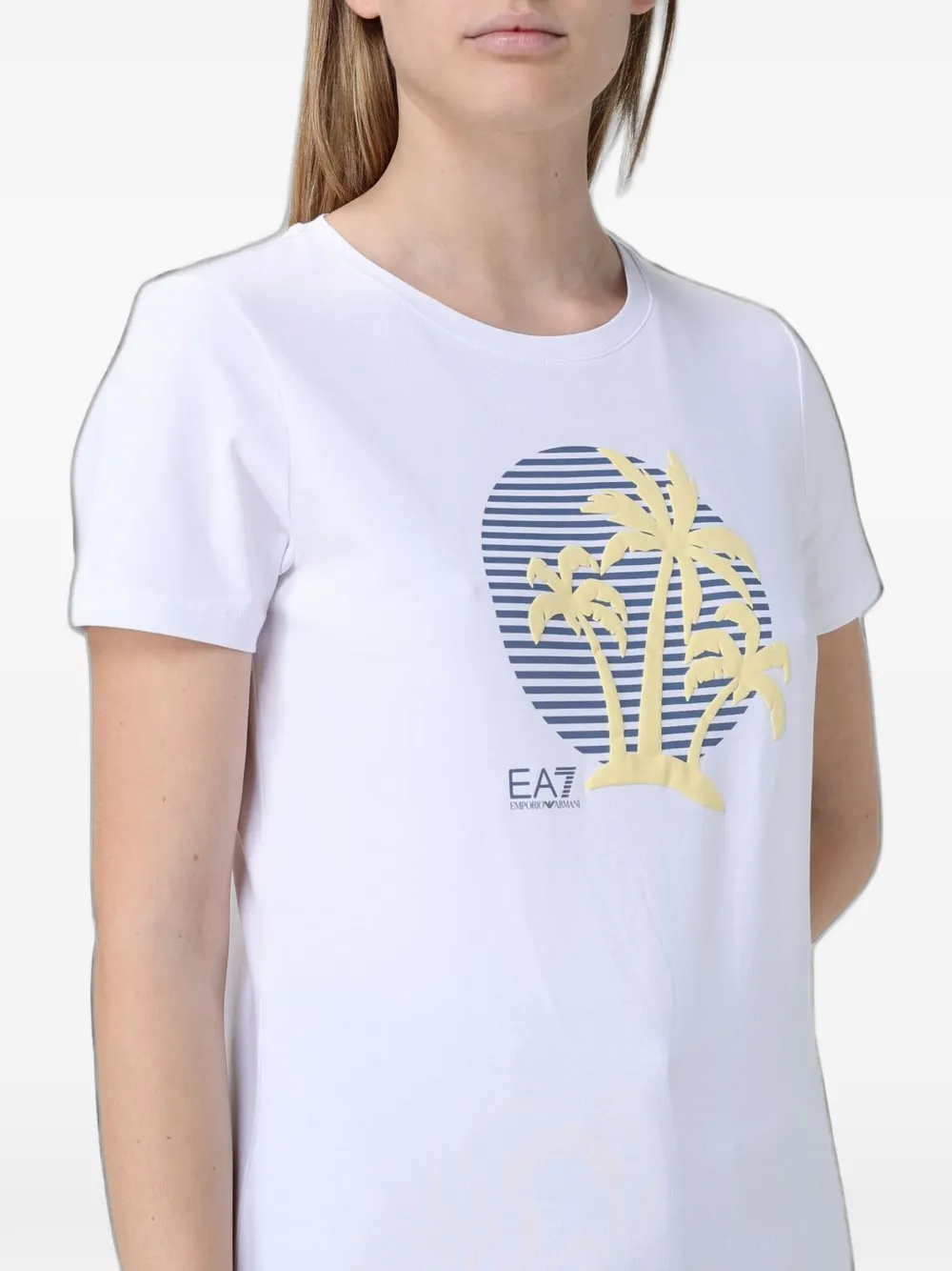 Ea7 Emporio Armani T-shirt met palmboomprint Wit