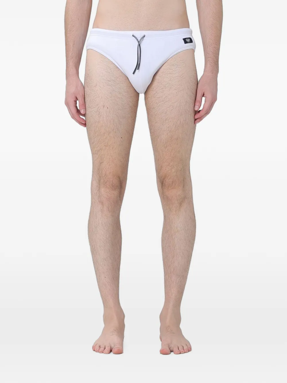 Emporio Armani slip de bain à patch logo et lien de resserrage - Blanc Emporio Armani slip de bain à patch logo et lien de resserrage - Blanc