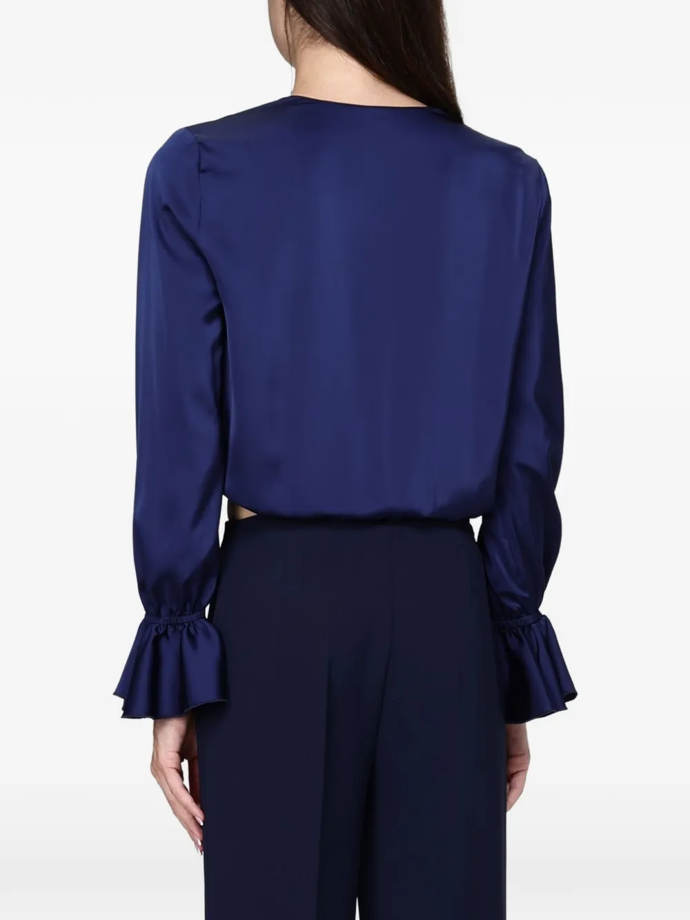 Hanita ruffled-cuff wrap blouse Blauw