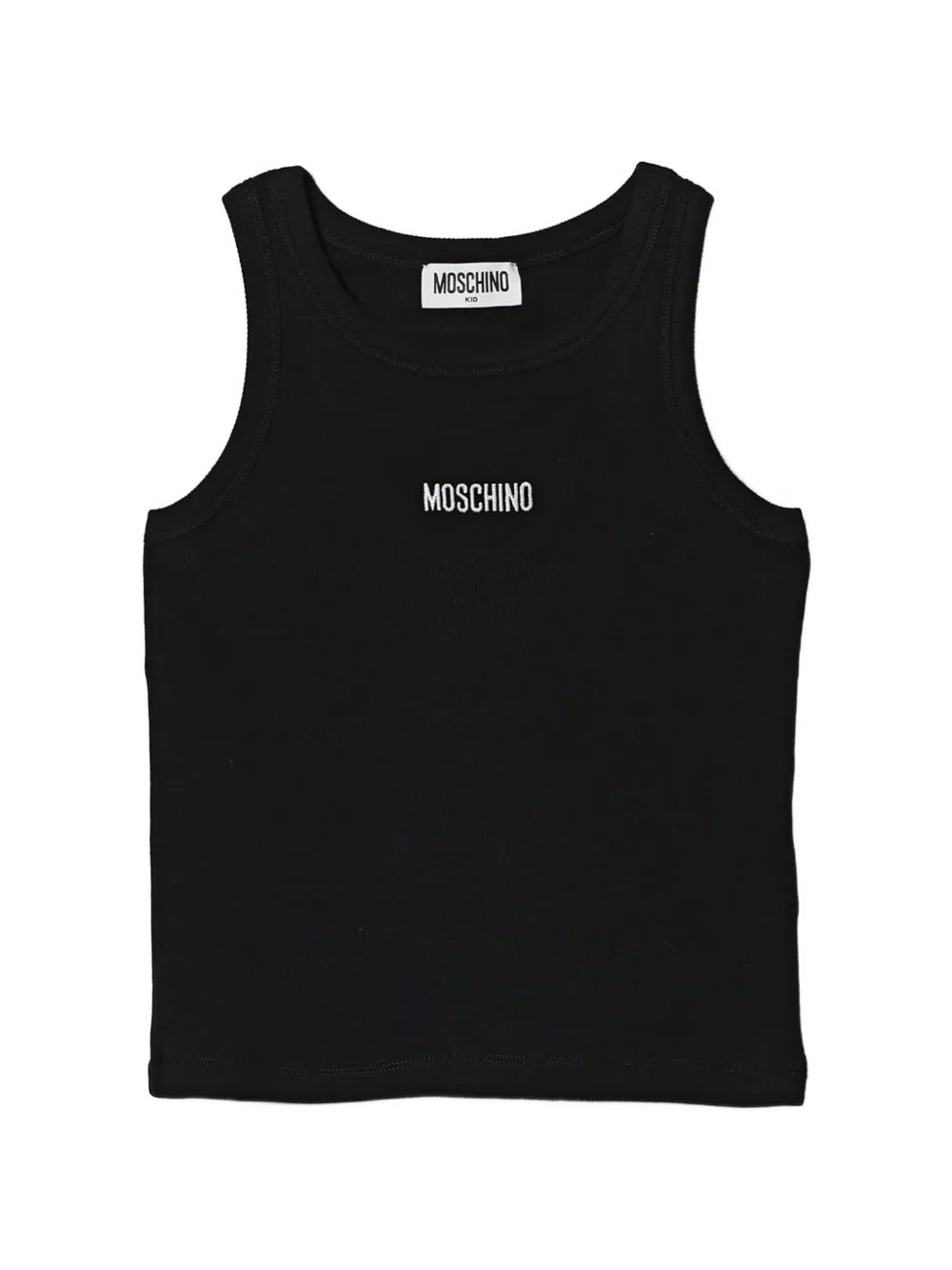 Moschino Kids logo-embroidered ribbed tank top - Nero