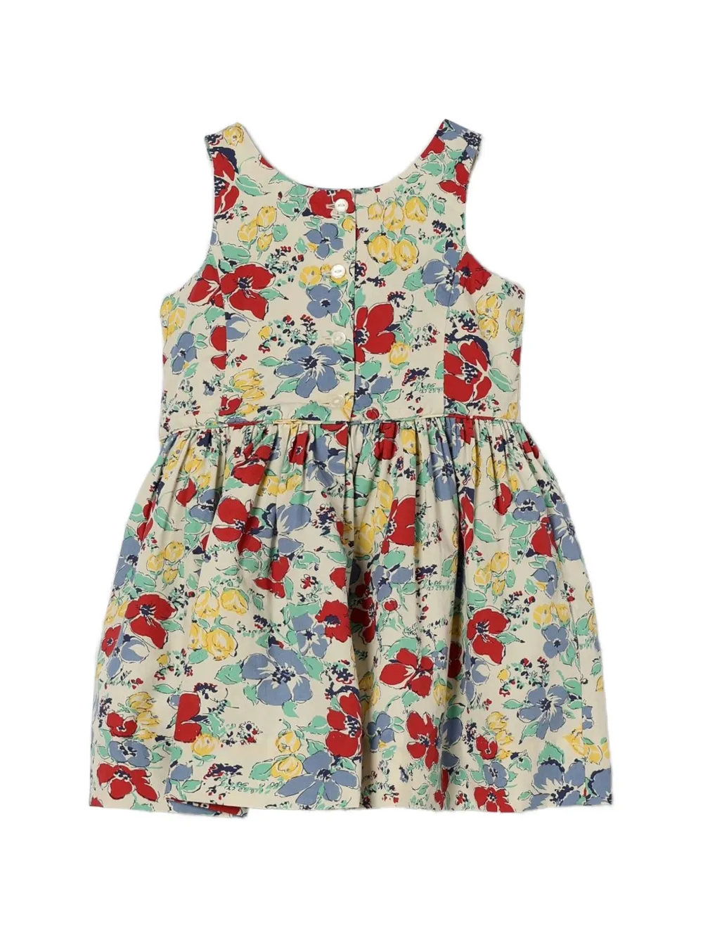 POLO RALPH LAUREN KIDS Katoenen jurk met bloemenprint Beige