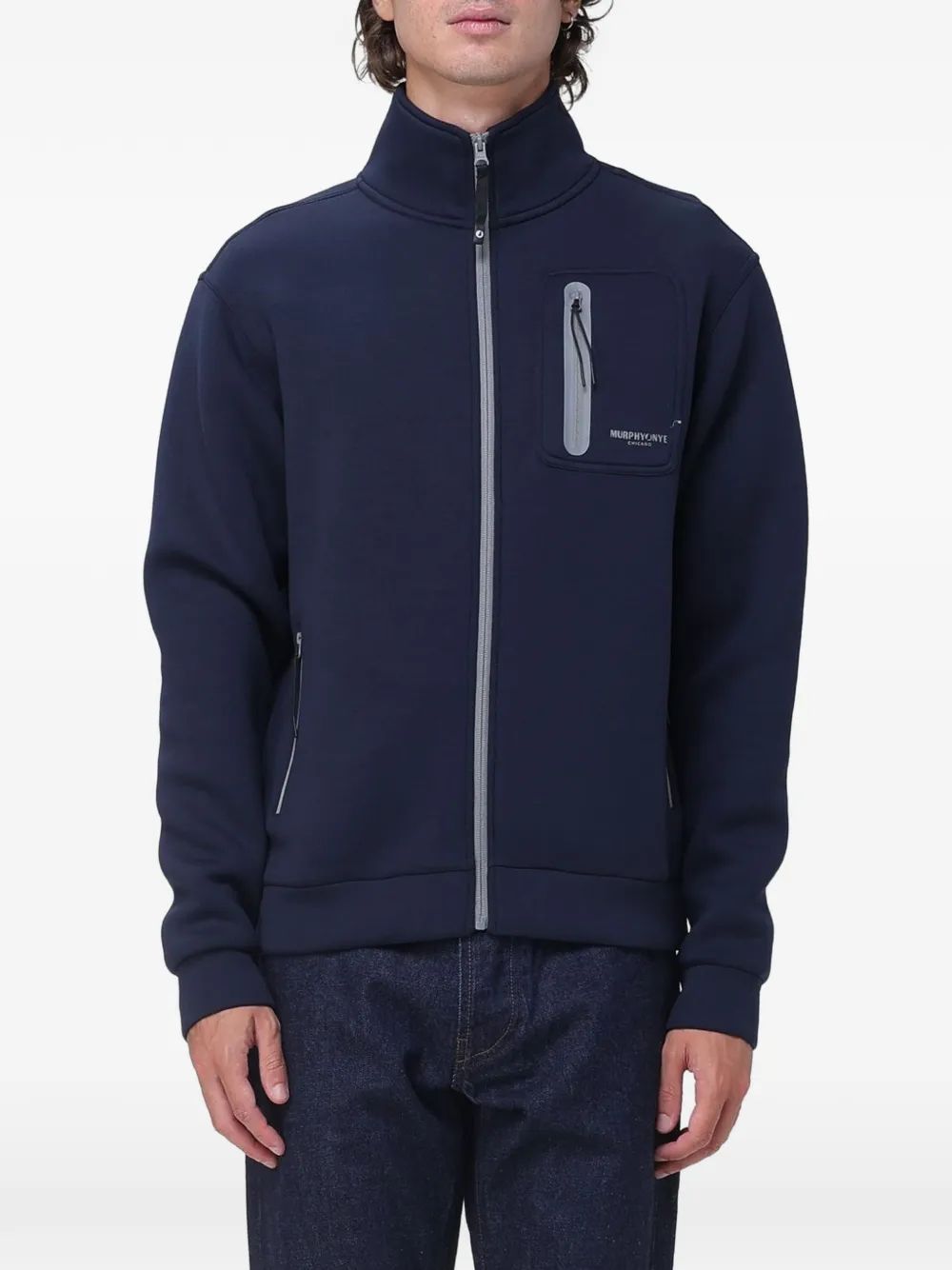 Murphy & Nye Zip-up High-neck Sweater In Blue