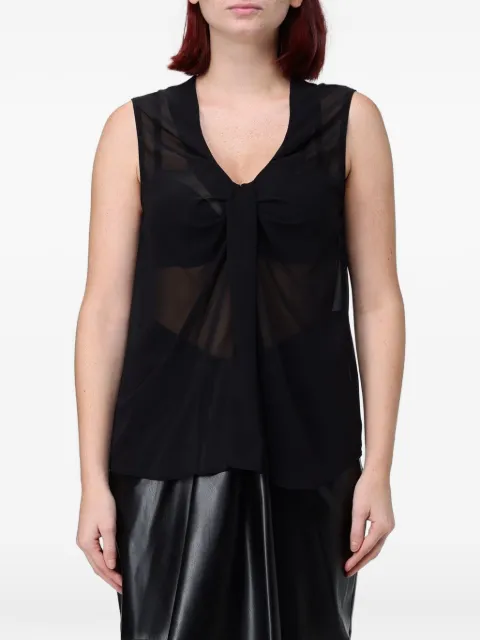 Hanita brooch-detail sleeveless top
