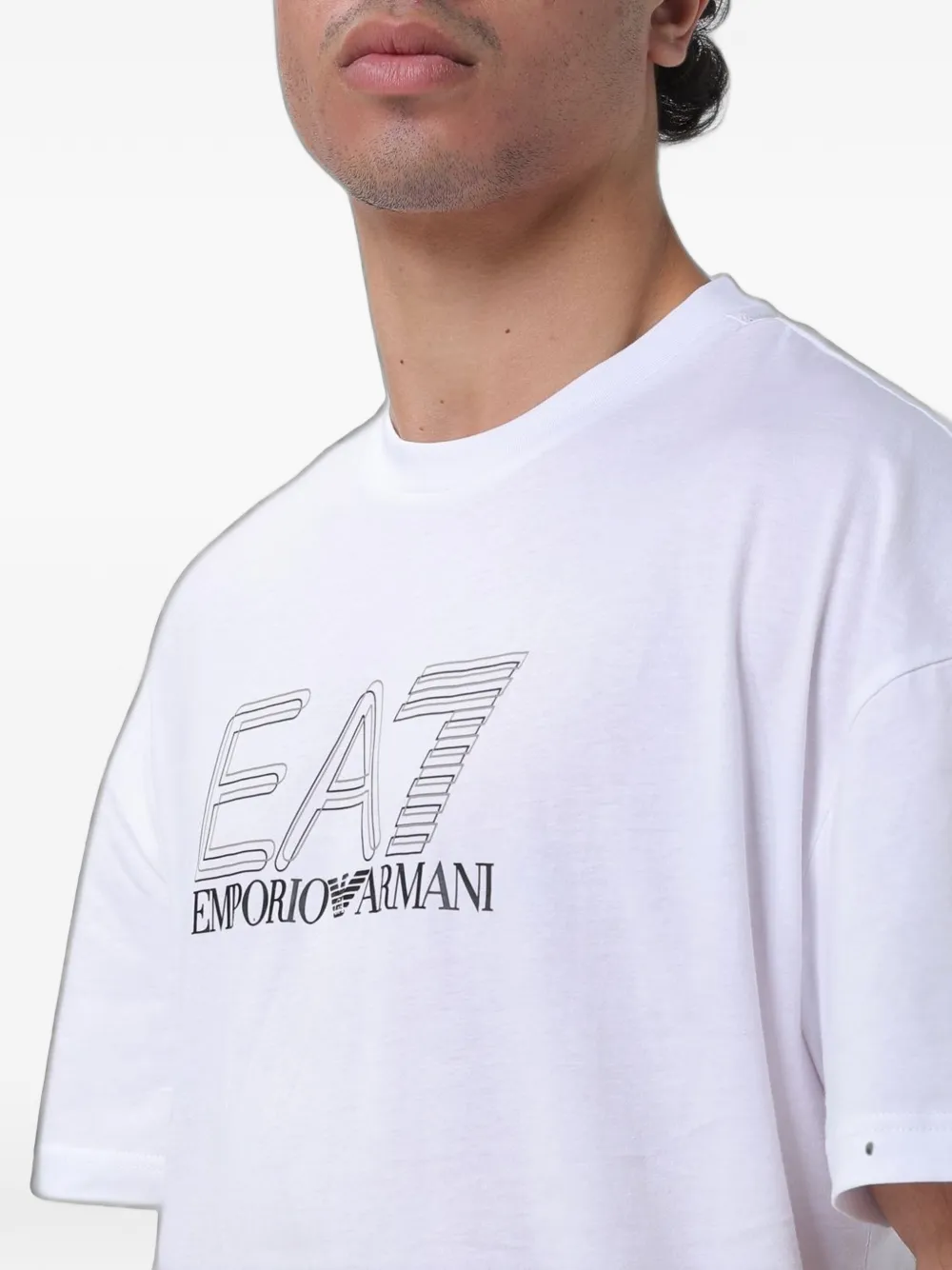Ea7 Emporio Armani Katoenen T-shirt met logoprint Wit
