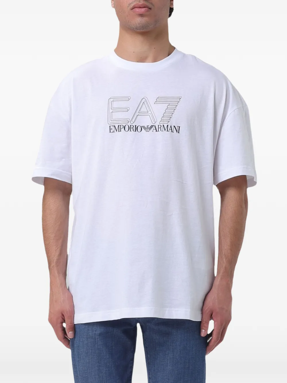 Ea7 Emporio Armani Katoenen T-shirt met logoprint Wit