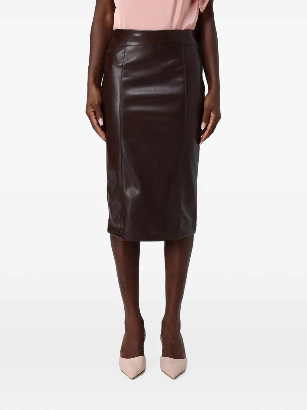 Hanita rear-zip pencil midi skirt