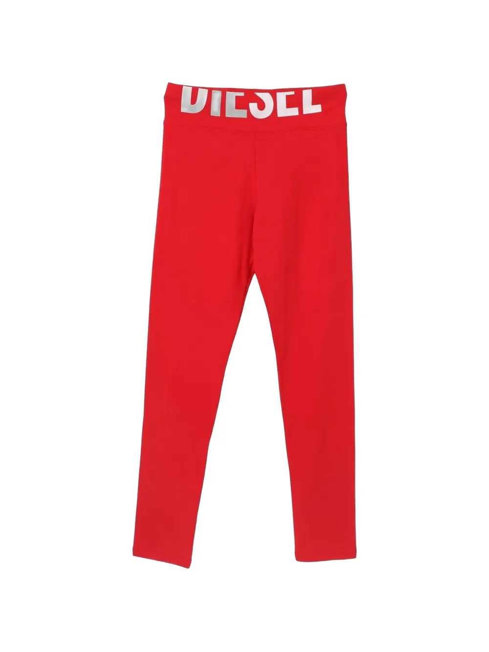 Diesel Kids cotton leggings with cut-off logo - Red
