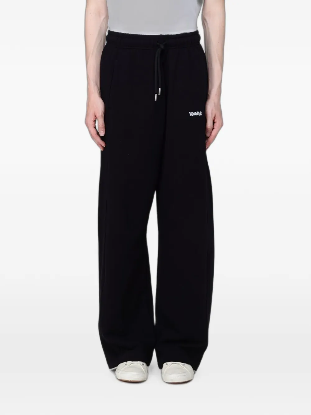 Disclaimer Logo-print Drawstring Track Pants In Black