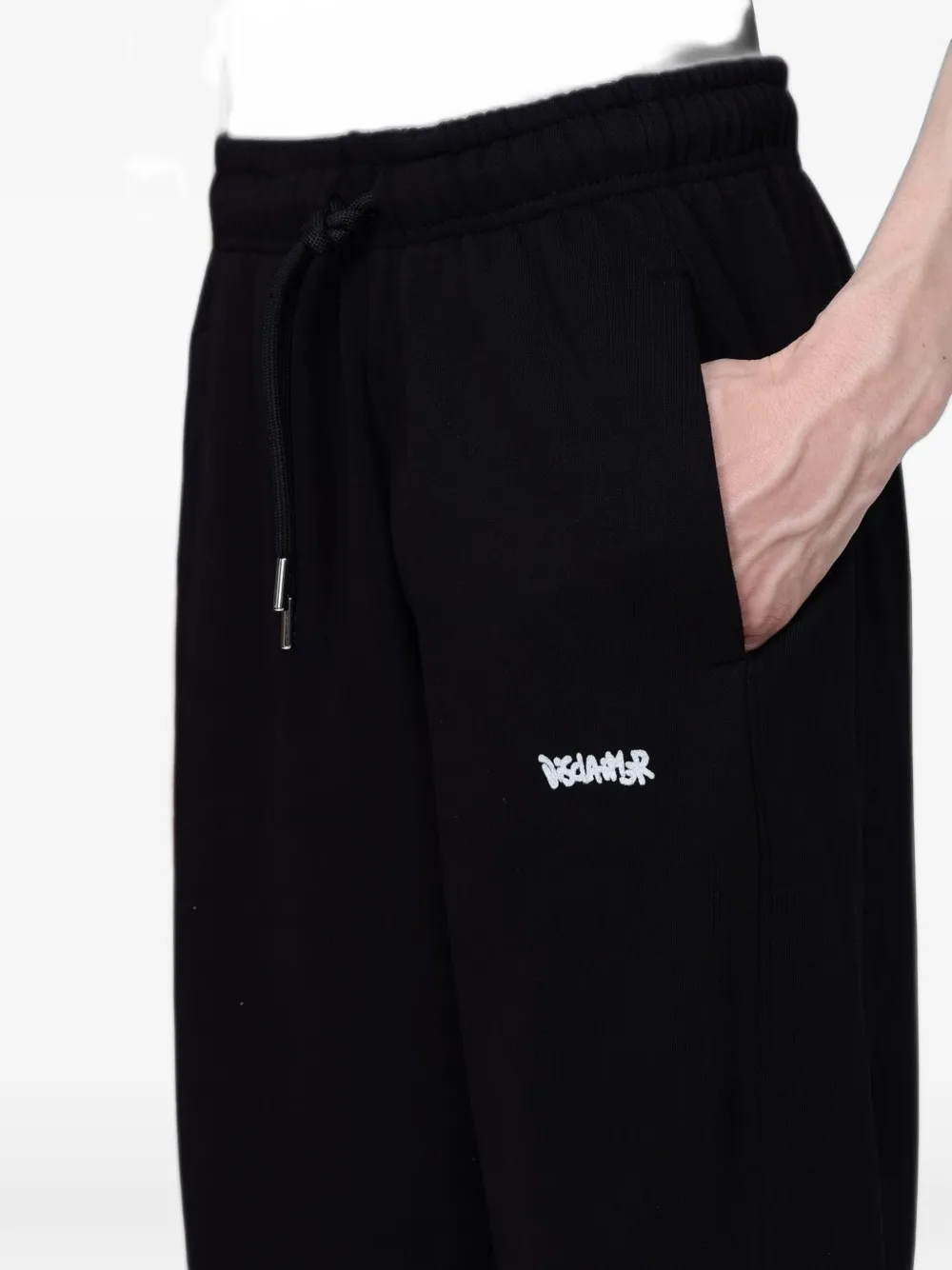 Disclaimer Logo-print Drawstring Track Pants In Black