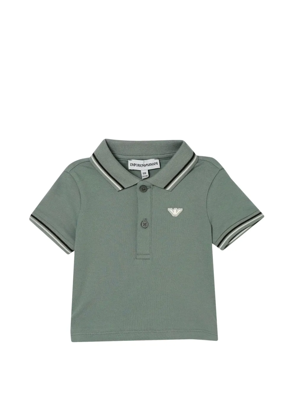Emporio Armani Kids logo-patch tipped polo shirt - Verde