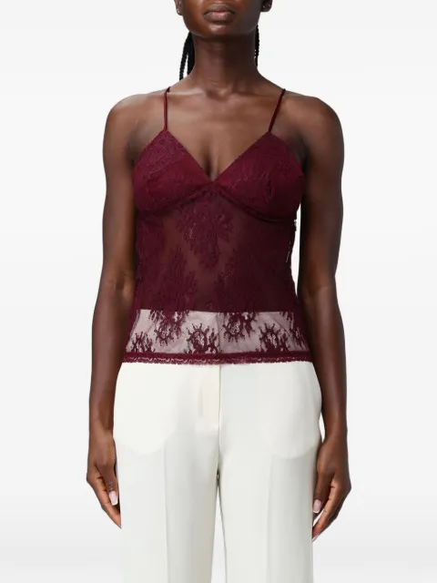 Hanita lace-overlay camisole top