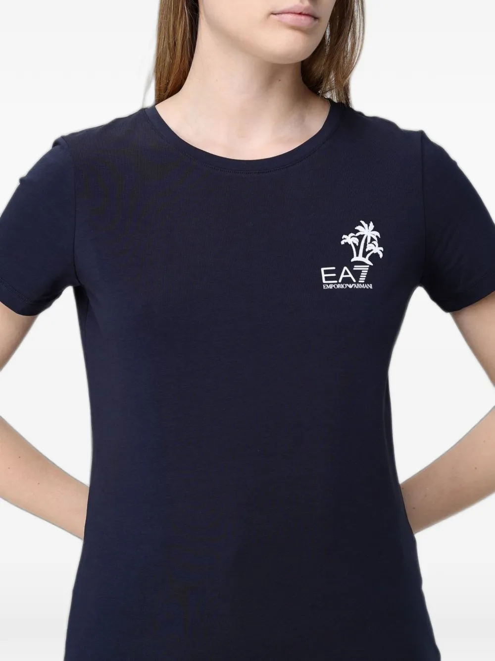 Ea7 Emporio Armani T-shirt met palmboomprint Blauw
