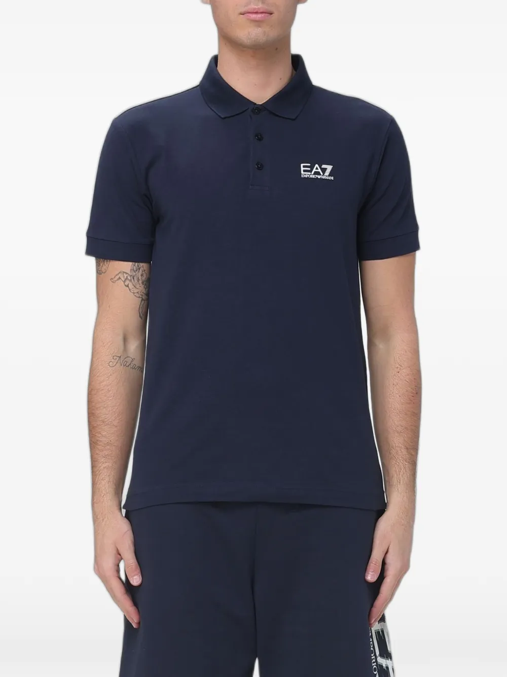 Ea7 Emporio Armani logo-print short-sleeve polo shirt - Blu