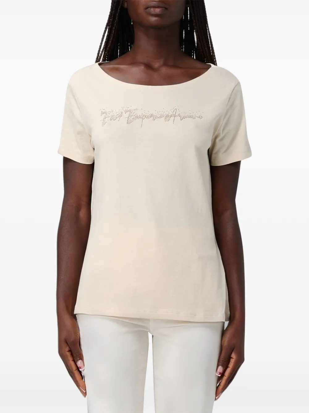 Ea7 Emporio Armani logo-stud cotton T-shirt - Toni neutri