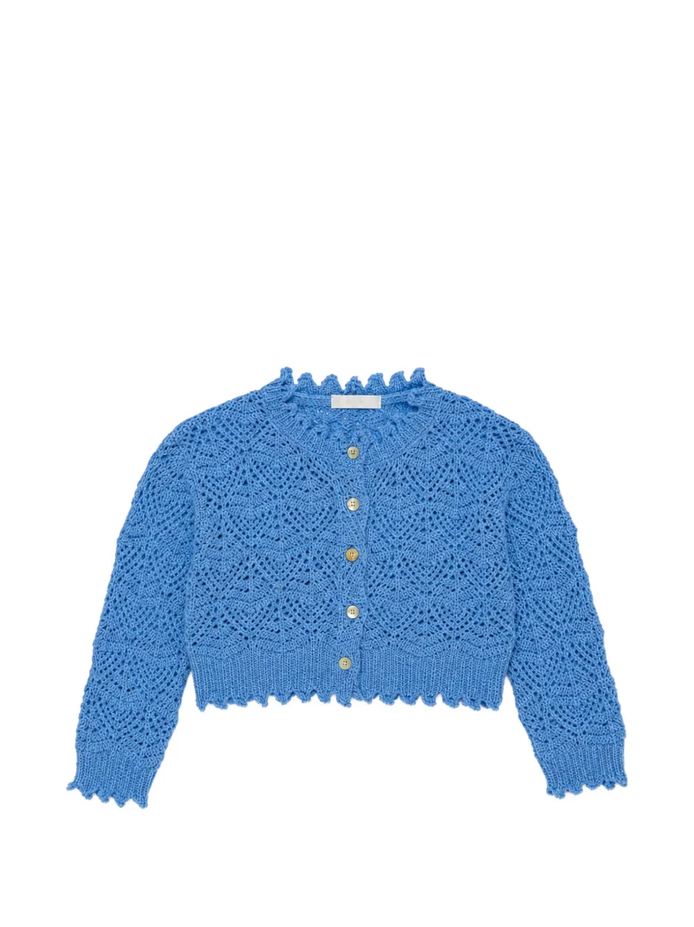 Miss Grant Kids pointelle-knit scalloped cardigan - Blu