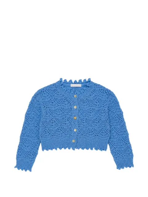 Miss Grant Kids pointelle-knit scalloped cardigan
