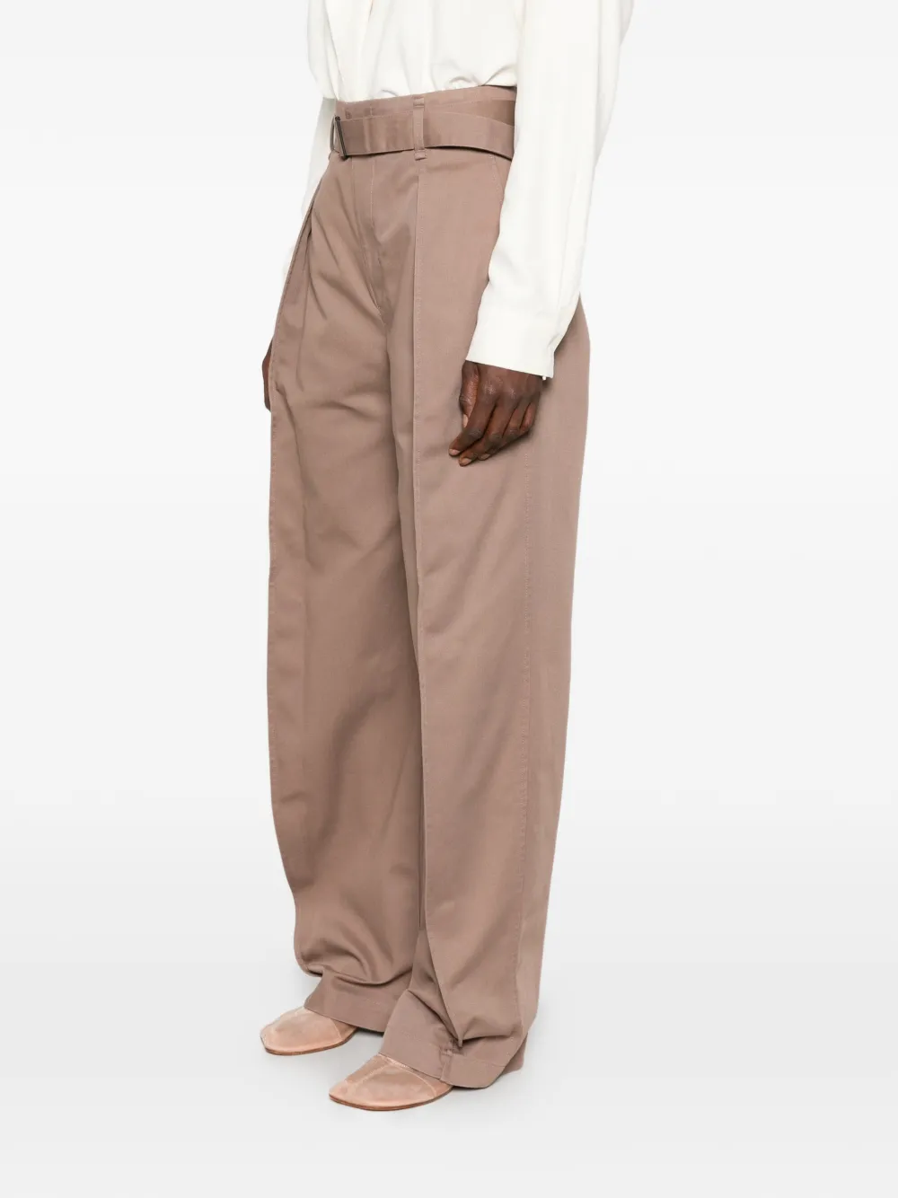 LEMAIRE High-waist plooibroek met ceintuur Bruin