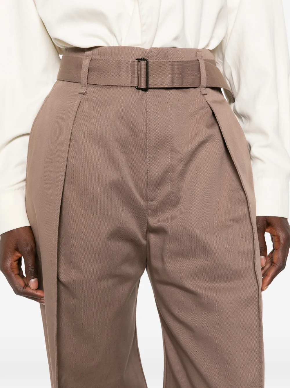 LEMAIRE High-waist plooibroek met ceintuur Bruin