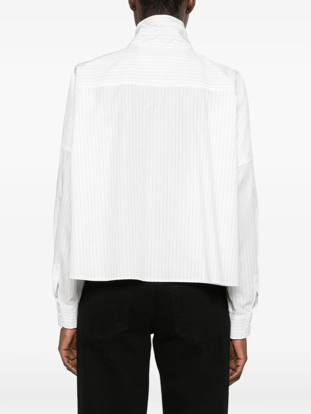 Le Sarte Pettegole Blouse met krijtstreep en strik Wit
