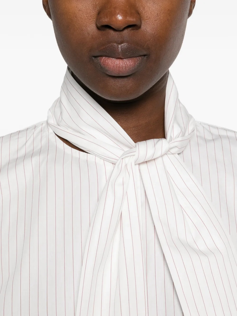 Le Sarte Pettegole Blouse met krijtstreep en strik Wit
