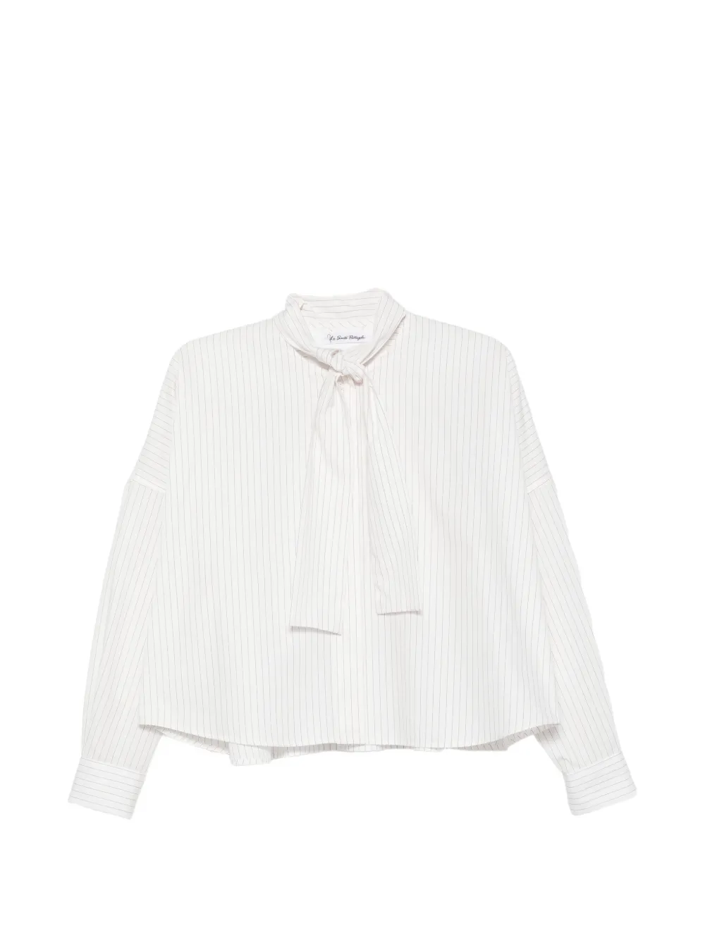 Le Sarte Pettegole Blouse met krijtstreep en strik Wit