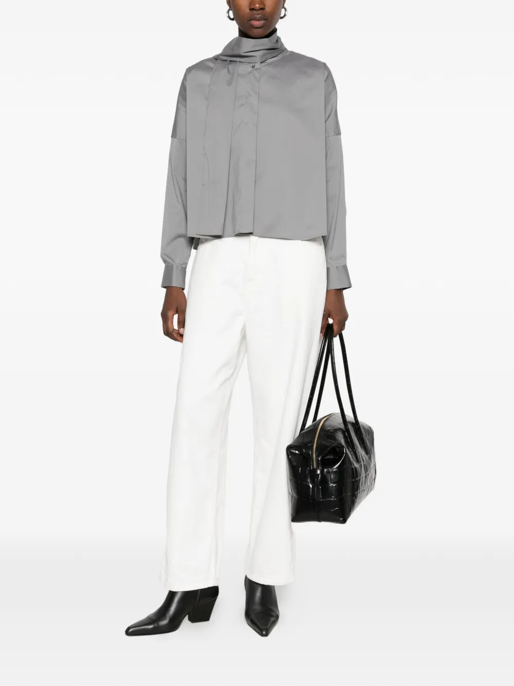 Le Sarte Pettegole Blouse met vlakken en sjaaldetail Grijs