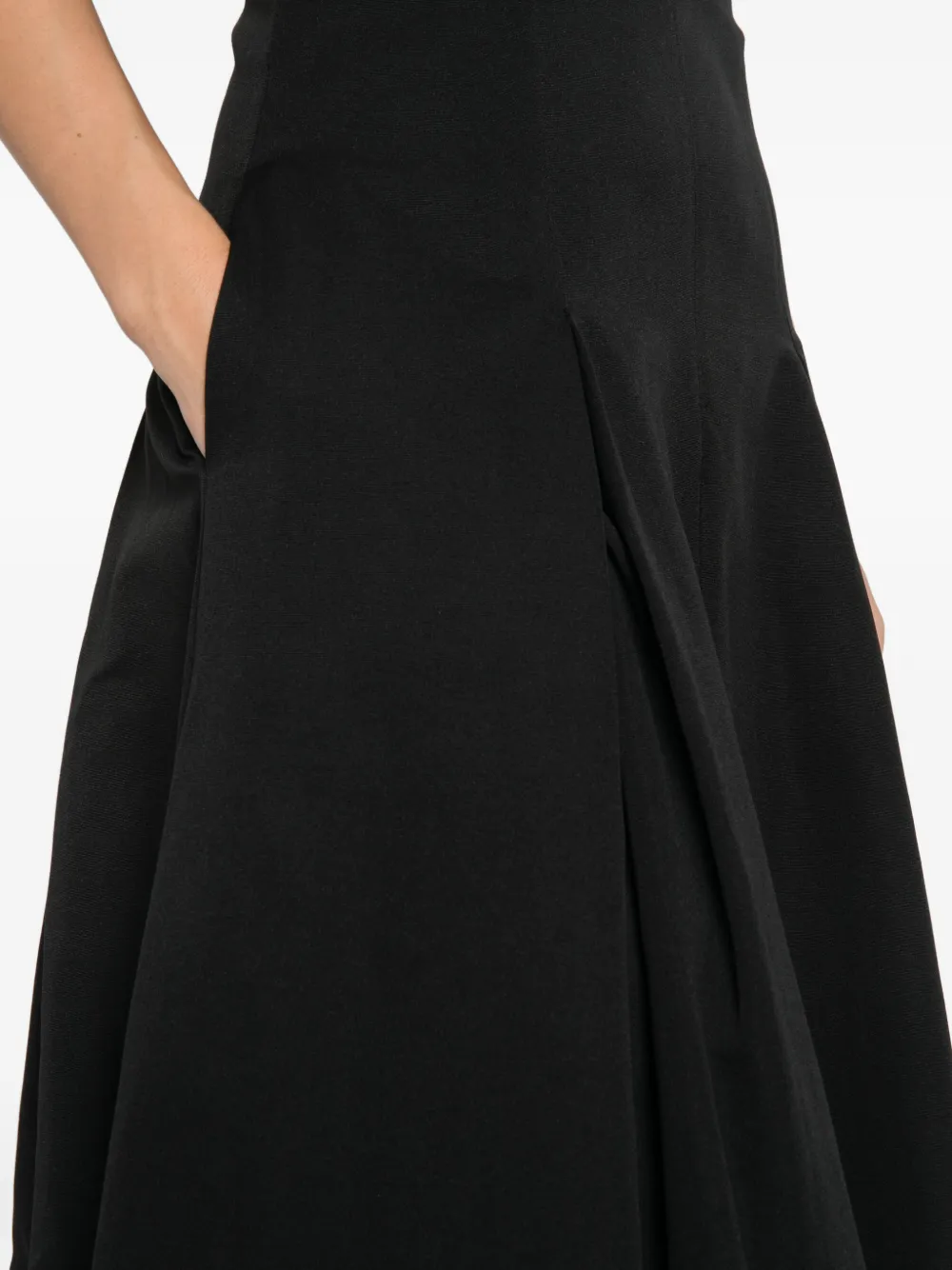 STAUD Jill pleated spaghetti-strap maxi dress Zwart