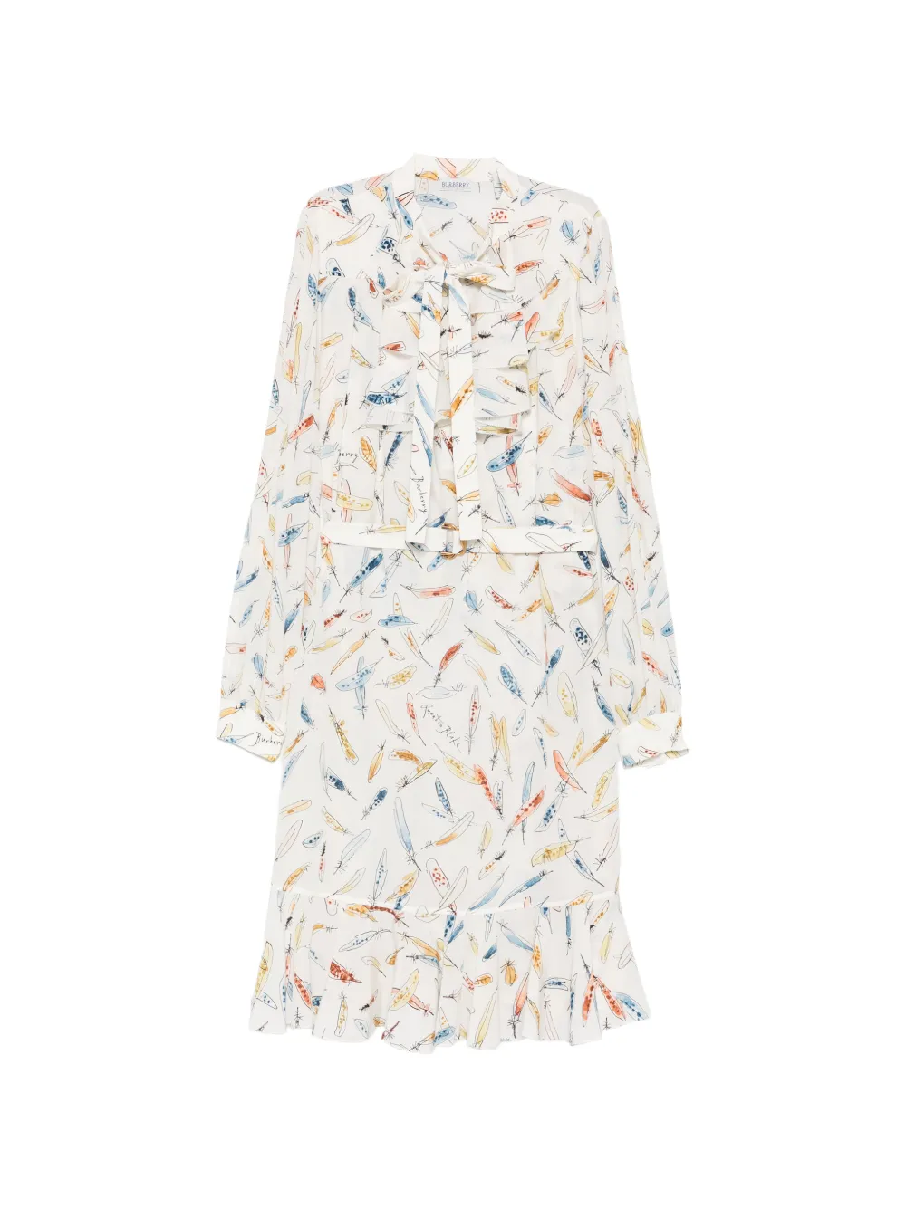 Burberry Quentin Blake feather-print midi dress - Toni neutri