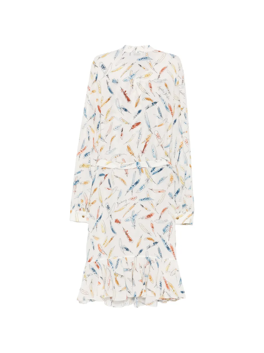 Burberry Quentin Blake midi-jurk met veren-print Beige