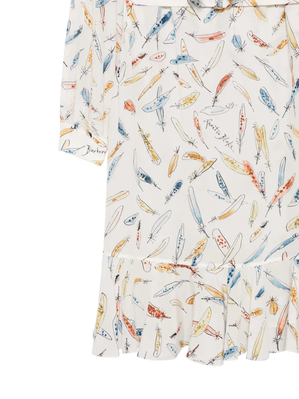 Burberry Quentin Blake midi-jurk met veren-print Beige