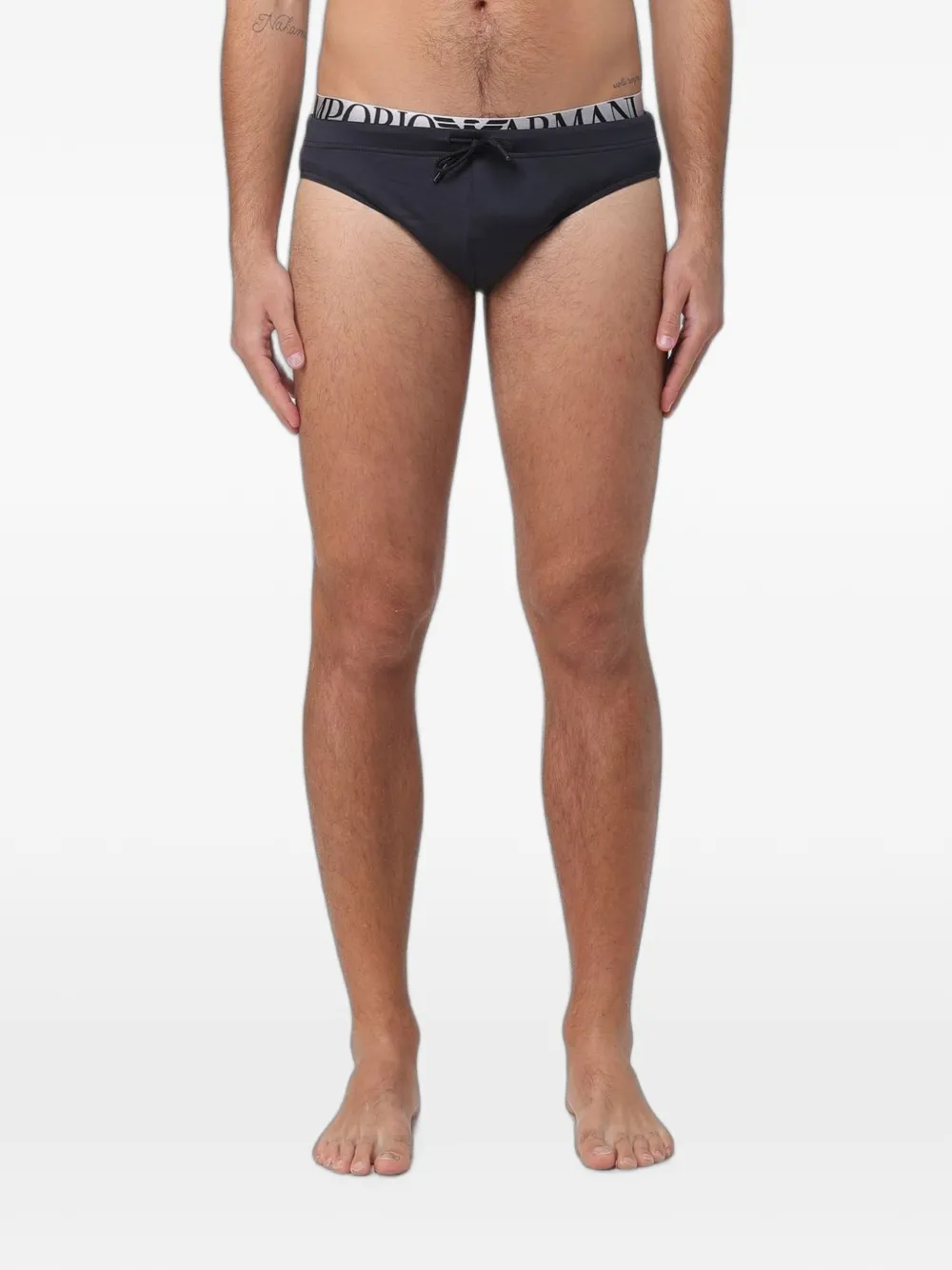 Emporio Armani logo-waistband drawstring swim briefs